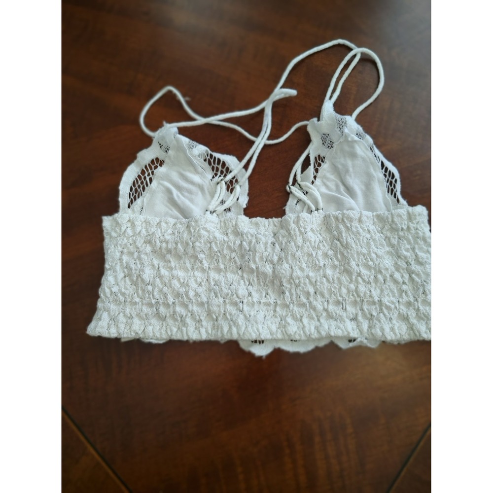 Free People FP One White Floral Lace Bralette Smocked Back Small Ivory Crochet